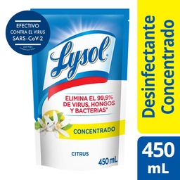 Lysol Desinfectante Concentrado Multi-superficies Repuesto Citrus 450ml