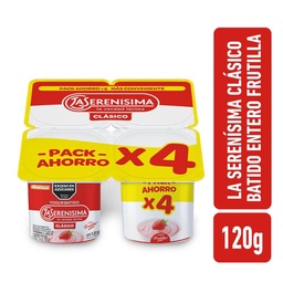 Yogur Batido Entero Sabor Frutilla La Serenisima 480g