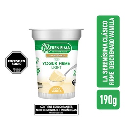 Yogur Provitalis Firme Descremado Vainilla La Serenisima Clasico 190gr