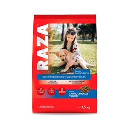 Alimento Cachorros Raza 1.5 kg Carne, Cereales y Leche