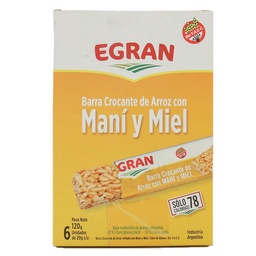 Barras Arroz Mani y Miel Egran Cja 120 grm