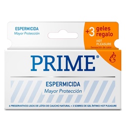 Preservativos Espermicida + Gel Hot Pleasure Prime 6 uni