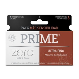 Preservativos Mix Zero Hiper Fino + Ultra Fino Prime 6 uni