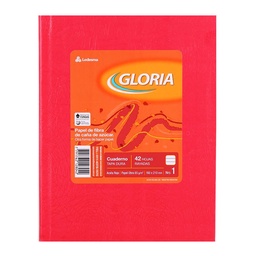 Cuaderno A5 Ledesma Gloria 42 Hojas Rayadas Rojo