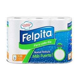 Rollo de Cocina Felpita 120 Paños Paquete 3 Unidades