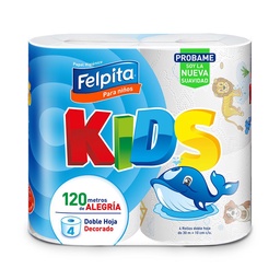 Papel Higiénico Felpita Kids Doble Hoja Paquete 4 Unidades