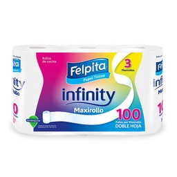 Rollo de Cocina Felpita Infinity 300 Paños Paquete 3 Unidades