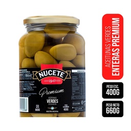 Aceitunas Verdes Nucete     Premium Frasco 660 gr