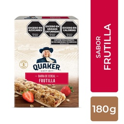 Barras de Cereal con Trozos de Frutilla con Crema Quaker 6 x 30 g C/u