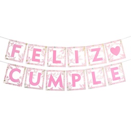 Guirnalda Feliz Cumple Calado Rosa . . .