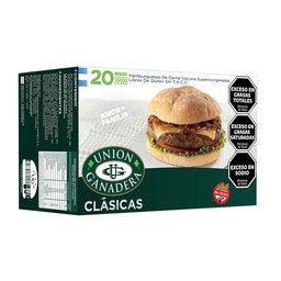 Hamburguesas Clásicas de Carne Vacuna x20 u. Union Ganadera 1660g