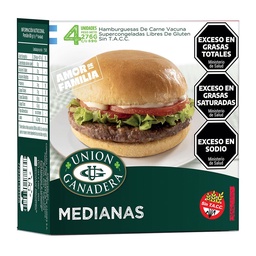 Hamburguesas Medianas de Carne Vacuna x4 u. Union Ganadera 276g