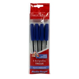 Boligrafo Faber-castell Trilux Azul 4 Unidades