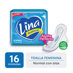 Toallas Femeninas Anatómicas con Alas Lina Paq 16 uni