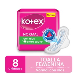 Toallas Extra Suaves con Alas Kotex 8 uni