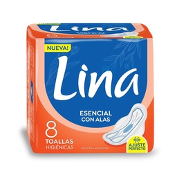 Toallas Femeninas Esencial con Alas Lina 8u