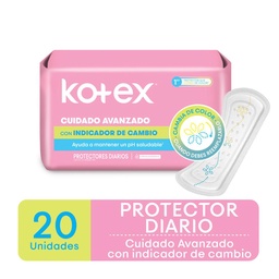 Protector Diario Kotex Cuidado Avanzado con Indicador de Cambio x20