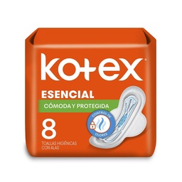 Toallas Femeninas Esencial con Alas Kotex 8u