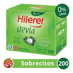 Edulcorante Hileret Stevia Caja Sobres x 200