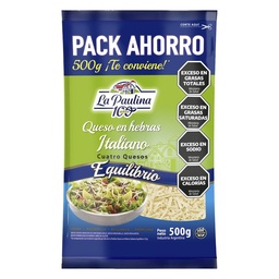 Queso en Hebras Italiano Equilibrio La Paulina 500g