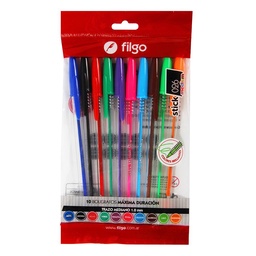 Boligrafo Filgo Stick Varios Colores 10 Unidades