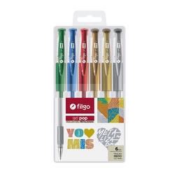 Boligrafo Filgo Gel Pop Metalizado Varios Colores 6 Unidades