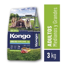 Alimento Adultos Kongo 3 kg Carne, Pollo y Vegetales