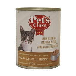 Alimento para Gatos Adultos Sabor Pollo y Leche Pets Class 340g