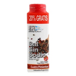 Sal Sin Sodio Cuatro Pimientas Argendiet Sal 170g