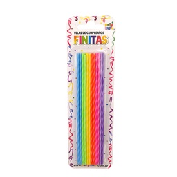 Pack x24 Velas Tornillo Finitas 17cm Multicolor