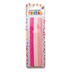 Pack x24 Velas Tornillo Finitas 17cm Rosas