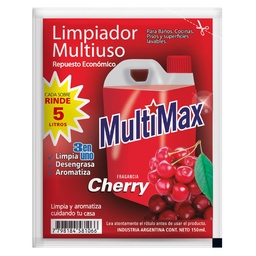 Limpiador Multiuso Concentrado para Diluir Cherry Rinde 5 Litros x 150ml