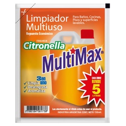 Limpiador Multiuso Concentrado para Diluir Citronella Rinde 5 Litros x 150ml