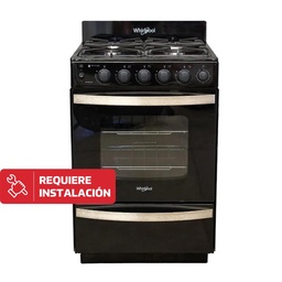 Cocina Multigas Whirlpool 4 Hornallas Negro Wfn57di 56 cm