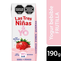 Yogur Batido Entero Sabor Frutilla Las Tres Niñas 190ml