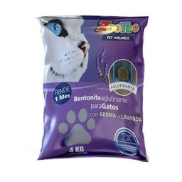 Bentonita Piedras Aglutinante para Gatos Lavanda Zootec 4kg