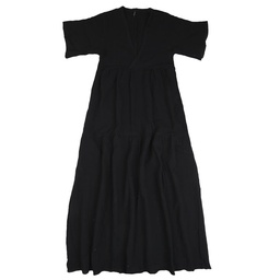 Vestido Dama Liso Largo Escote en V Negro Talle S