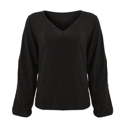 Blusa Escote en V Manga Larga Negro Talle S