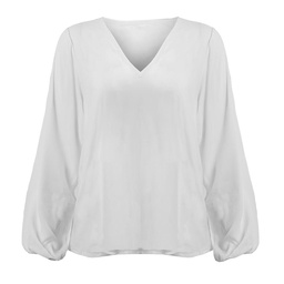 Blusa Escote en V Manga Larga Crudo Talle S