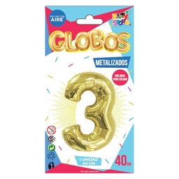 Globo Metal Dorado Chico  Nº 3