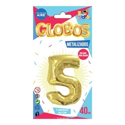 Globo Metal Dorado Chico  Nº 5