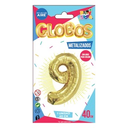 Globo Metal Dorado Chico  Nº 9