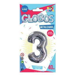 Globo Metal Plateado Chico  Nº 3