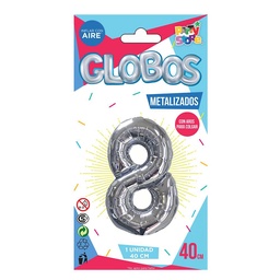 Globo Metal Plateado Chico  Nº 8