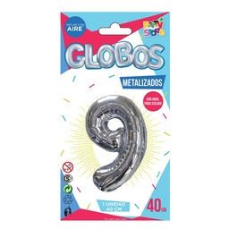 Globo Metal Plateado Chico  Nº 9