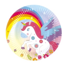 Plato Polipapel 17 cm  x 6 Unidades Unicornio Sweet