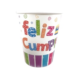 Vaso Polipapel x 6 Unidades Feliz Cumple