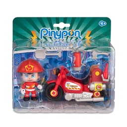 Figura Pinypon Moto Bombero con Accesorios