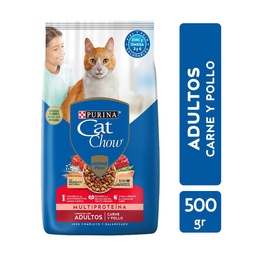 Alimento para Gatos Adultos Carne y Pollo Cat Chow Bsa 500 grm
