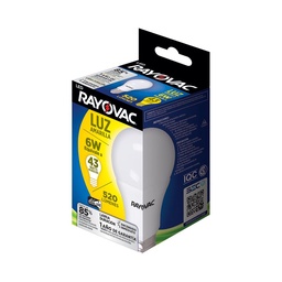 Lámpara Led Bulbo Rayovac Calida 6 W E27  Caja 1 Unidad